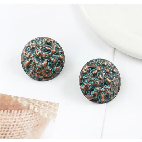 Retro Round Stud Earrings Irregular Totem Cellular Wave Personality National Wind Earrings Bohemian Trend Ocean Vacation Jewelry