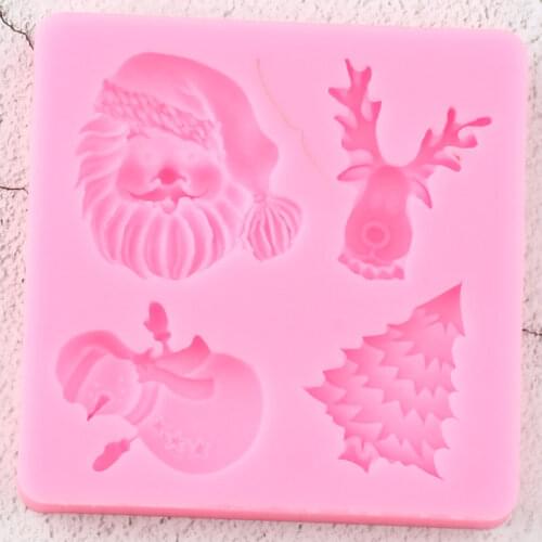 Christmas Silicone Molds DIY Christmas Tree Deer Cupcake Topper Fondant Cake Decorating Tools Candy Chocolate Gumpaste Moulds