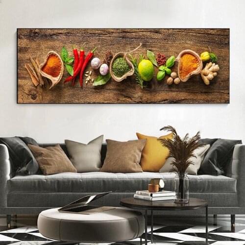 Modern Canvas Painting Grains Spices Spoon Peppers Kitchen Wall Art Posters and Prints for Living Room Home Decor No Frame