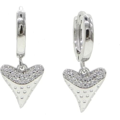 Super fashion round hoop paved crystal danle heart earring for young Women korean style Drop earrings Jewelry
