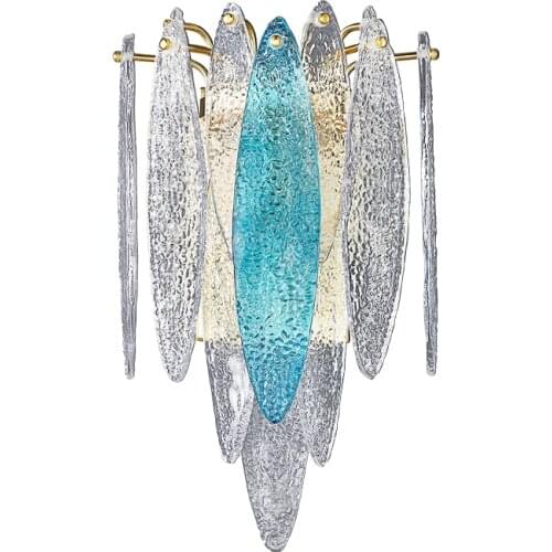 Art Deco LED Postmodern Glass Iron Blue Gold Designer LED Lamp LED Light Wall lamp Wall Light Wall Sconce For Bedroom Corridor