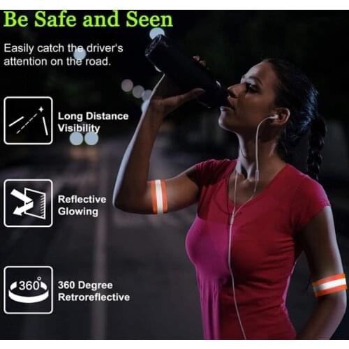 Reflective Bands Safety Flashing Armband Belt Glow In The Dark Bracelet For Night Jogging Walking Biking Cycling Running