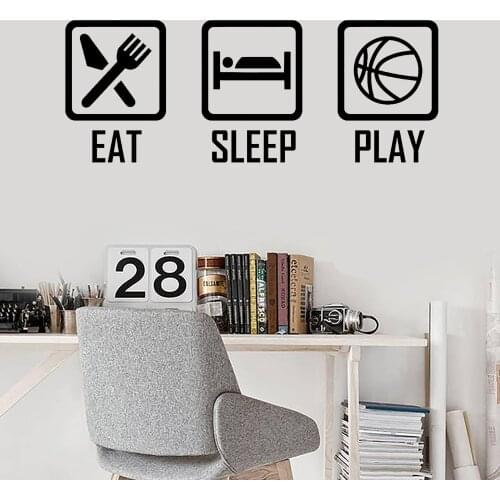 Eat Sleep Play Basketball Wall Decal Vinyl Sticker Art Home Interior Decorations Sports Kids Childrens Room Bedroom Decor Y178