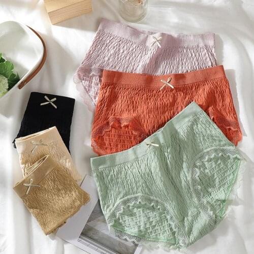 Women Panties Seamless Underwear Lace Sexy High Elasticity Mid Rise Underpants Comfortable Briefs for Daily Wear