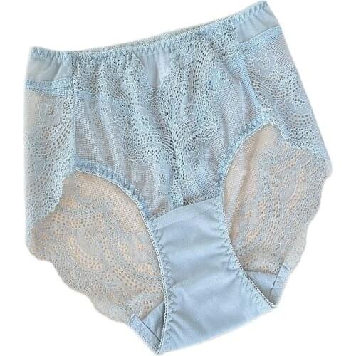 S608 spring and summer new bud silk yarn seamless sexy perspective high waist womens briefs