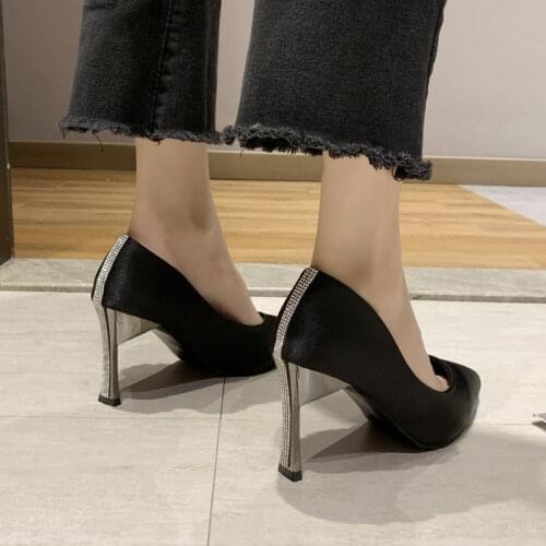 New Stylish Crystal Women Pumps Pointed Toe Super High Heels Stiletto Women Pumps Shallow Slip on Female Casual Pumps