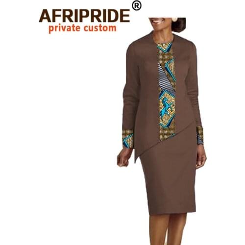 African 2 Piece Set for Women Dashiki Blouse and Mini Skirt Suit Long Sleeve Crop Top Print Shirt Wax Attire Tracksuit A722668
