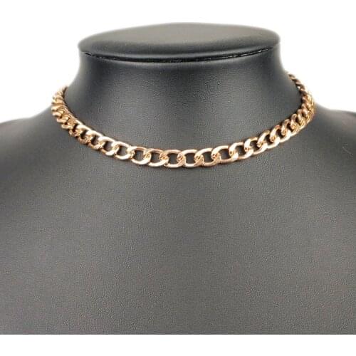 Women Link Chain Choker Necklaces for Men Gold Color Stainless Steel Hip Hop Neck Jewelry Statement Female Necklace