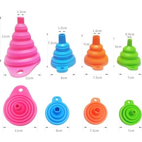 1pcs Mini Foldable Funnel Silicone Collapsible Funnel Folding Portable Funnels Be Hung Household Liquid Dispensing Kitchen Tools