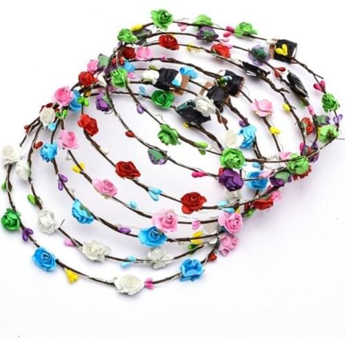10pcs Glowing Garland Wedding Party Crown Flower Headband LED Light Christmas Wreath Decoration Luminous Hair Garland Hairband