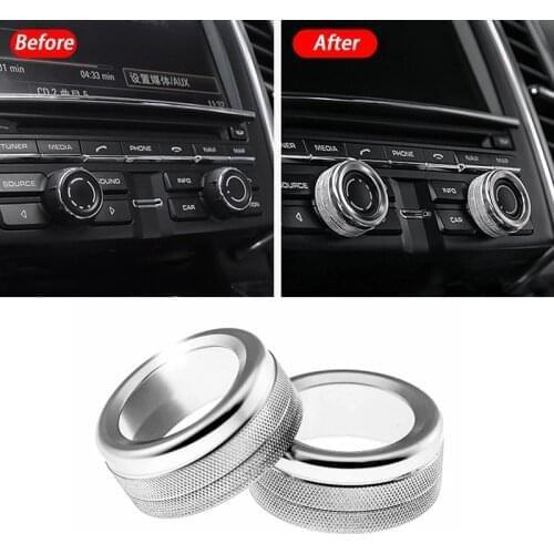 2PCS Car Volume Radio Knob Cover Trim Lightweight For Porsche 911 Cayenne Macan 718 Accessories Interior Mouldings