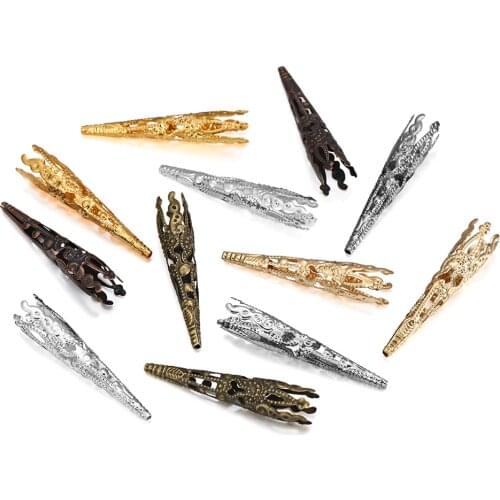 30pcs 42x8mm Flower Torus Shape Alloy Beads Caps Hollow Out Bugle Filigree Bead End Cap Jewelry Findings Charms Necklace