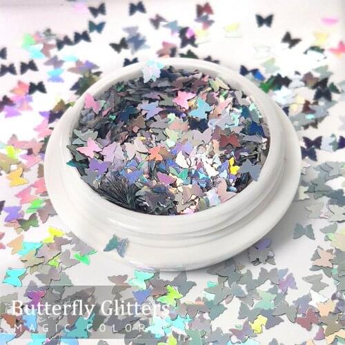 50g/bag Holographic Butterfly Glitter Micro Star Laser Silver Nail Sequins Acrylic Holo Nail Glitter For Nail Art Decorations