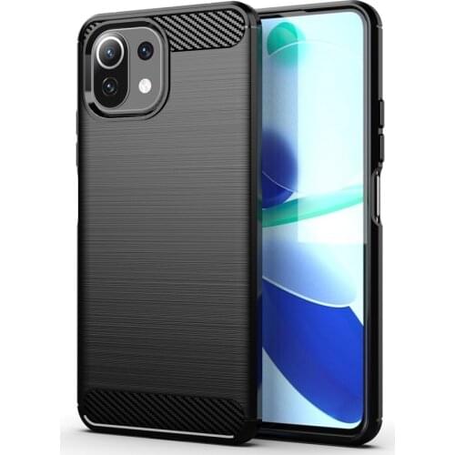 Shock Absorption Cover Soft TPU Anti Scratch Carbon Fiber Back Silicone Case for Xiaomi Mi 11 Lite