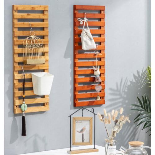 Anticorrosive wood Grid wall flower stand balcony green dill wall hanging plant stand solid wood hanging wall flower