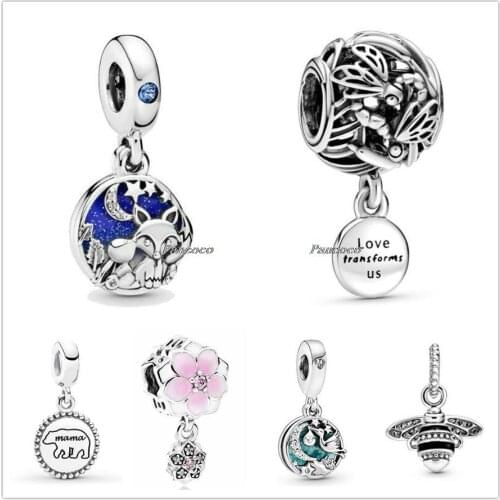 Authentic 925 Sterling Silver Sparkling Queen Bee With Crystal Pendant Charm Beads Fit Pandora Bracelet & Necklace Jewelry
