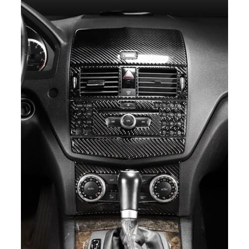 Real Carbon Fiber For Mercedes C class W204 2007-2010 Interior Trim Outlet CD Air Conditioning Central Control Panel