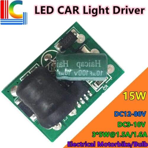 DC 12V to 80V LED Lamps Driver Output DC 9V - 10V 1.5A 1.6A Power Supply for Automobile electric vehicle motorcycle LED Bulb DIY