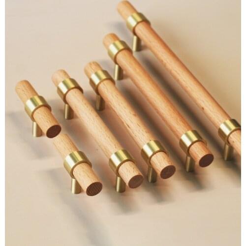Furniture Door Handles Opener Knobs for Cabinets and Drawers Fittings Lever Kitchen Dresser of Gate Wardrobe Wood Brass Pull