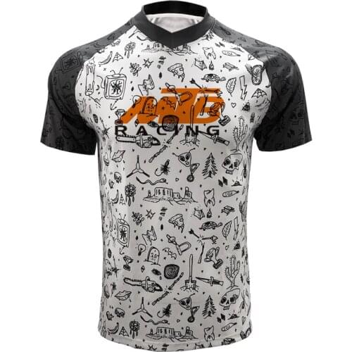 MTB Tops Wholesale Bike Downhill Jersey Fashion Women Cycling Shirt Black And White Printing Short Sleeve T-shirt Mens Jersey
