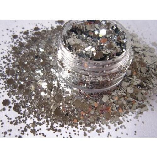 Holographic Silver Hex Solvent Resistant Glitter, Nail Art, Franken Polish