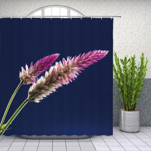Hot Sale Flower Shower Curtain Floral Plant Pattern Bathroom Decor Waterproof Polyester Cloth Bath Curtains With Hooks