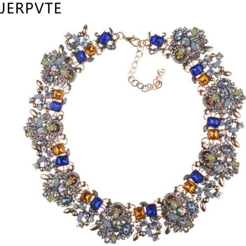 Fashion Crystal Large Collar Choker Necklace Women Wedding Bridal Jewelry Big Bib Choker Necklace Collier Statement Necklace