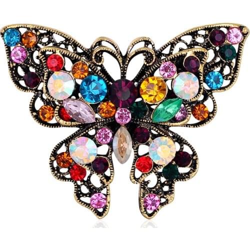 Korean Simple Rhinestone Butterfly Brooch Womens Luxury Coat Suit Brooches Pins Scarf Buckle Clothing Accessories Men Jewelry