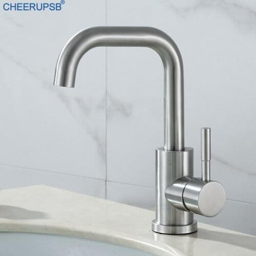 Sink Tap Stainless Steel Bathroom Basin Faucet Hot Cold Water Foam Nozzle Crane Deck Mount Brushed Nickel Faucets Single Handle