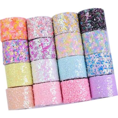 10Yards/Roll 8CM Sequin Yarn Roll Pattern Party Supplies Ribbon HX04 DIY Bow Hair Accessories Tutu Skirt Girl Hairpin Material