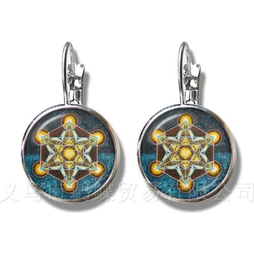 Bestselling Wiccan Locket Earrings Vintage Pentacle Wicca 16mm Glass Cabochon Locket Stud Ear Occult Charms Jewelry Best Gift