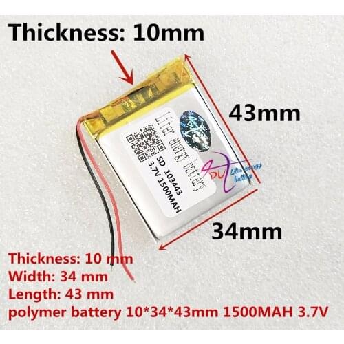 Liter energy battery 3.7V lithium polymer battery 103443 1500MAH 103545 game machine MP3 MP4 MP5 lithium battery GPS navigator