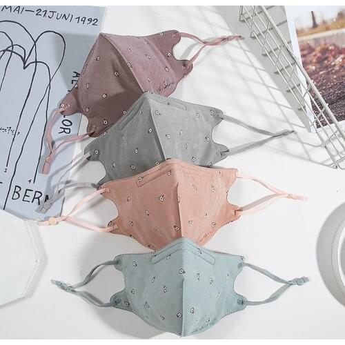 Fashion Dot Floral Lace Face Mask Adult Women Adjustable Black Pink Cotton Washable Fabric Mask Mouth Cover Earloops Bandage