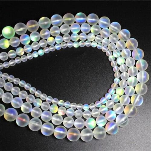 Frosted White Crystal Loose Beads Natural Gemstone Smooth Round for Jewelry Making