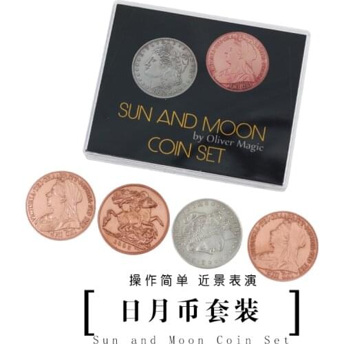 Sun and Moon Coin Set by Oliver Magic Coin Illusion Close up Magic Coin Magic Tricks Props Gimmick Appearing/Vanish Stage Magia