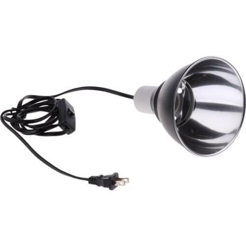US Plug Reptile Heating Light UVA UVB Bulb Reflector Dome Lamp Holder E27 Base with on/off Switch, Terrarium Vivarium Use