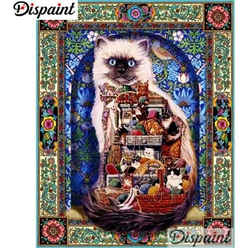 Dispaint Full Square/Round Drill 5D DIY Diamond Painting "Cat flower scenery" Embroidery Cross Stitch 5D Home Decor A10384