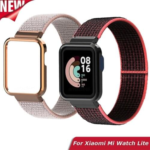 Nylon Strap For Xiaomi Mi Watch Lite Case Metal Steel Protector Case Frame Bracelet For Xiaomi Mi Watch Lite Bumper Accessories
