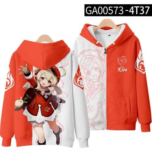 2020 New Genshin Impact Cosplay Hoodie Paimon Traveler Klee Cartoon Hoodies Winter Autumn Fleece Sweatshirts Casual Pullover