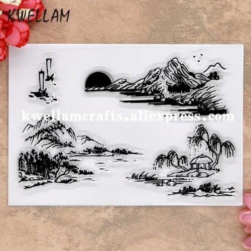 Landscape Mountain Scrapbook DIY photo cards rubber stamp clear stamp transparent stamp 11x16cm KW8060706