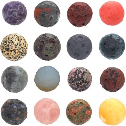 Natural Stone Carved Planets Statue Healing Crystals Quartz Ornament Collection Ball Sphere Handmade Crafts Meteor Crater Decor