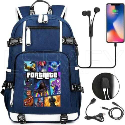 New Fortnite USB Boy Girl Kids Book School Bags Large Capacity Teenagers Student Schoolbags Women Men Travel Backpack