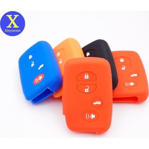 Xinyuexin Silicone Car Key Cover Case for Toyota Land Cruiser Auris Alpha Prius 30 Aqua 4 Buttons Smart Remote Key Protector