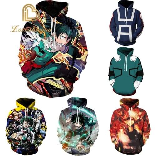 My Hero Academia Hoodie Sweatshirts Midoriya Izuku Bakugou Katsuki All Might 3D Hoodies Pullovers Csopaly Jacket