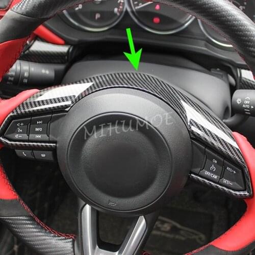 Carbon Fiber Interior Steering Wheel Strip Trim Cover For Mazda CX5 KF 2017 2018 2019 2020 2021