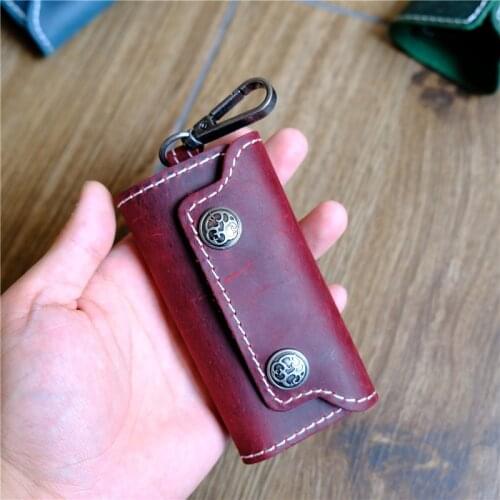 Desinger Vintage Top Quality Men Genuine Leather Key Holder Vintage Car Key Case Ring Cover Holder Wallet for Key