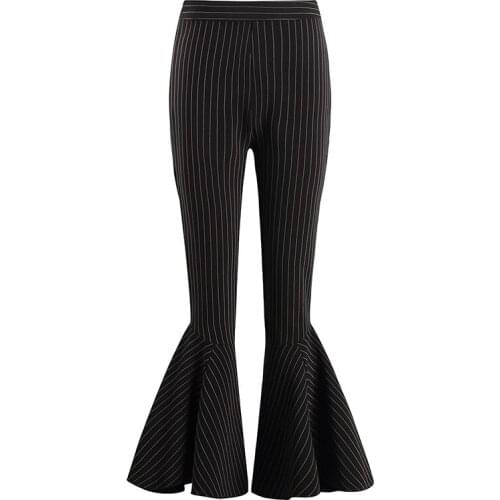 Bella Philosophy 2018 spring women ankle length pants high waist ladies flat casual pants zipper fly female striped flare pants