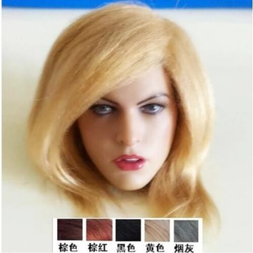 Female Soldier Wigs 1/6 Scale Short Hair White Brown Black Color for 12in Action Figure Toy