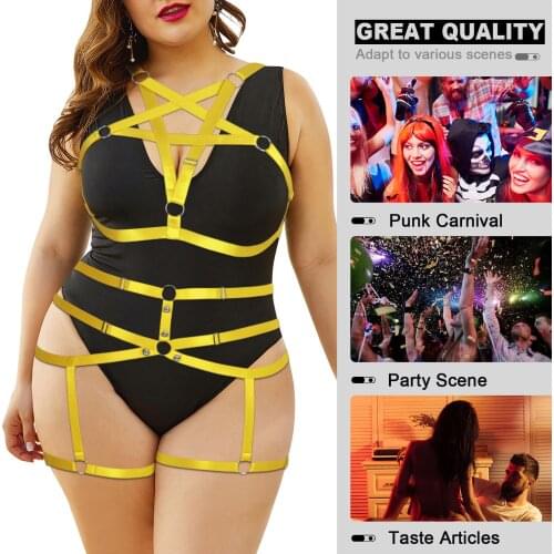 Women Plus Size Underwear Bdsm Bondage Cage Straps Goth Sexy Erotic Lingerie Chest Cage Body Harness Punk Garter Belts Bustier