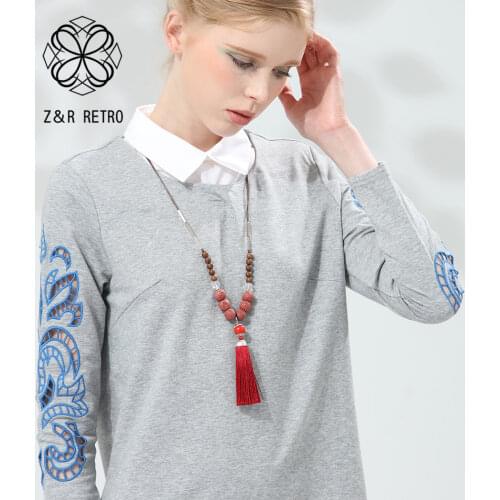 Tassels Necklaces Female Colored Volcanic Nature Stone Women Accessories Sweater Necklace Handmade Necklace & Pendants Wholesale